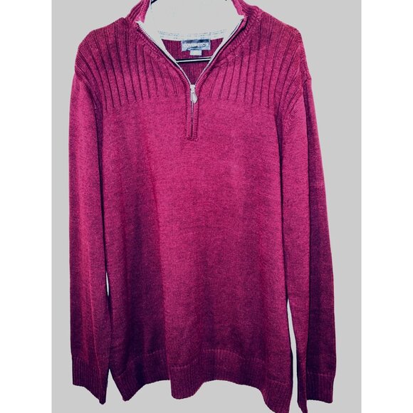 Covington Mens Maroon Ribbed Quarter-Zip Sweater - Size Large - Picture 2 of 3
